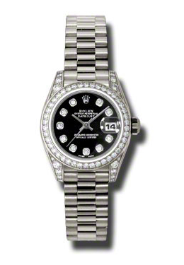 Rolex Lady-Datejust 26 Black Dial 18K White Gold President Automatic Ladies Watch 179159bkdp
