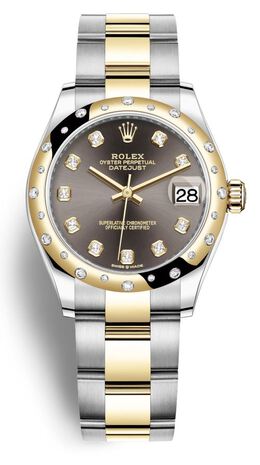 Rolex Datejust 31 Dark Grey Diamond Dial Automatic Ladies Steel and 18kt Yellow Gold Oyster Watch 278343dgydo