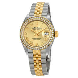 Rolex Lady Datejust Champagne Roman Dial Diamond Bezel Automatic Watch 279383crj