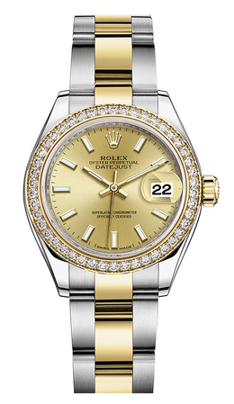 Rolex Lady Datejust Champagne Dial Diamond Bezel Automatic Watch 279383cso