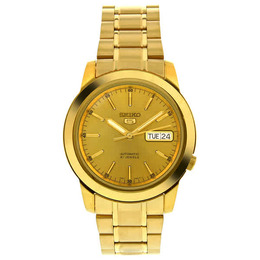 Seiko 5 Automatic Champagne Dial Yellow Gold-tone Mens Watch snke56