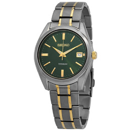 Seiko Essentials Mens Quartz Green Dial Watch SUR377