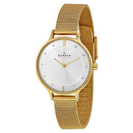 Skagen Anite Silver Dial Gold-tone Mesh Ladies Watch skw2150