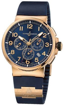 Ulysse Nardin Maxi Marine Chronograph Blue Dial 18K Rose Gold Automatic Mens Watch 1506-150LE-3-63-VB 1506-150le-3/63-vb