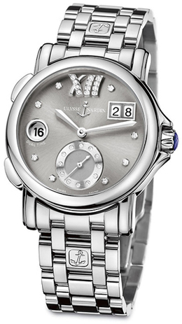 Ulysse Nardin GMT Big Date Grey Dial Stainless Steel Automatic Ladies Watch 243-22-7-30-02 243-22-7/30-02