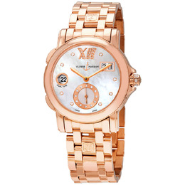 Ulysse Nardin GMT Dual Time Mother of Pearl Dial 18kt Polished Rose Gold Automatic Ladies Watch 246-22-8-391