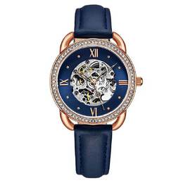 Watch: Stuhrling Legacy M15907 - Blue Dial, Rose Gold Tone Alloy Case and Blue Leather Strap