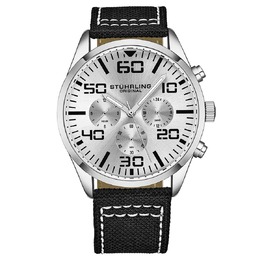 Stuhrling Original Aviator Silver-tone Dial Mens Watch m15925