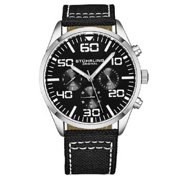 Stuhrling Mens Aviator Black Dial Watch M15926