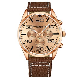 Stuhrling Aviator Rose Gold-tone Dial Mens Watch m15929
