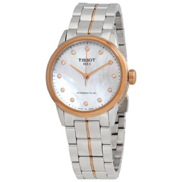 Tissot Luxury Automatic Diamond White Mother of Pearl Dial Ladies Watch t086.207.22.116.00