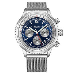 Stuhrling Original Monaco Chronograph M16968 Mens Quartz Watch Blue Dial