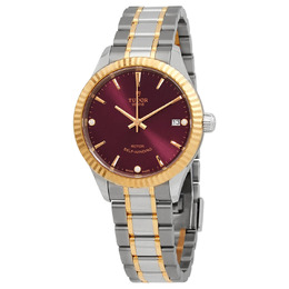 Tudor Style Automatic Diamond Burgundy Dial Ladies Watch 12313-0015 m12313-0015
