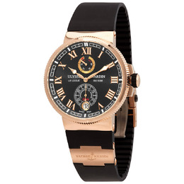 Ulysse Nardin Marine Chronometer 18kt Rose Gold Automatic Black Dial Mens Watch 1186-126-3-42