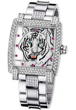 Ulysse Nardin Caprice White Dial 18kt White Gold Ladies Watch 130-91fc-8c-tiger
