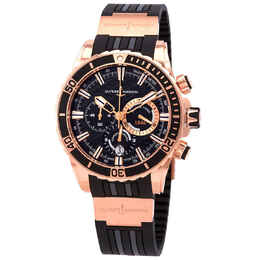 Ulysse Nardin Diver Black Dial Mens 18kt Rose Gold Automatic Watch 1502-151-3/92