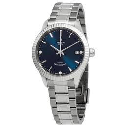 Tudor Automatic Blue with 3 Diamonds Dial Ladies Watch m12310-0017