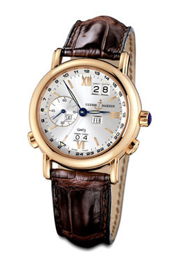 Ulysse Nardin GMT Perpetual Silver Dial Leather Strap Automatic Mens Watch 326-22-31