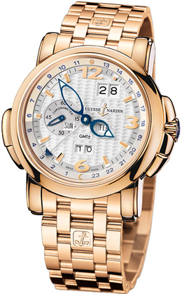 Ulysse Nardin GMT Perpetual Silver Dial 18kt Rose Gold Mens Watch 326-60-8-60 326-60-8/60