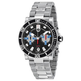 Ulysse Nardin Maxi Marine Diver Chronograph Black Dial Stainless Steel Mens Watch 8003-102-7-92 8003-102-7/92