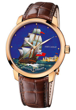 Ulysse Nardin Classico HMS Caesar Enamel Champleve Dial Alligator Leather Automatic Mens Watch 8156-111-2-caesar