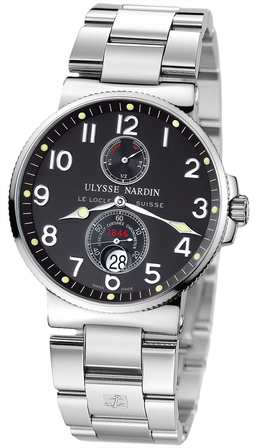 Ulysse Nardine Maxi Marine Chronometer Black Dial Stainless Steel Mens Watch 263-66-7-62 263-66-7/62