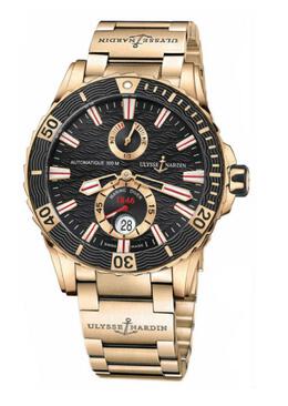 Ulysse Nardin Maxi Marine Diver Black Dial 18K Rose Gold Mens Watch 266-10-8M-92 266-10-8m/92
