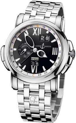 Ulysse Nardin GMT Perpetual Black Dial 18kt White Gold Mens Watch 320-60-8-32 320-60-8/32