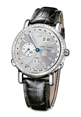 Ulysse Nardin GMT Perpetual Silver Dial Leather Strap Automatic Mens Watch 320-89bag-31