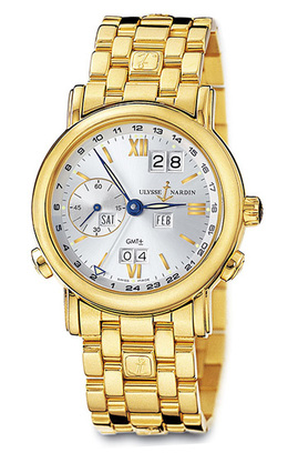 Ulysse Nardin GMT Perpetual Silver Dial 18kt Yellow Gold Automatic Mens Watch 321-22-8-31