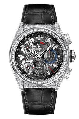 Zenith Defy El Primero 21 Chronograph Automatic Diamond Black Skeletal Dial Titanium Mens Watch 32.9000.9004/78.r582