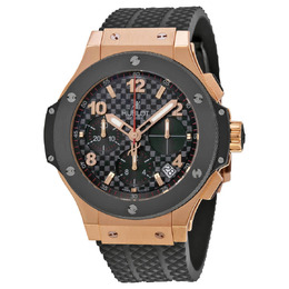 Hublot Big Bang Automatic Black Checker Pattern Dial Black Rubber Mens Watch 341.pb.131.rx