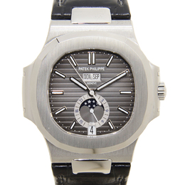 Patek Philippe Nautilus 5726A-001 Mens Automatic GMT Moonphase Black Dial Stainless Steel Watch