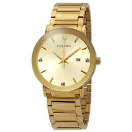 Bulova Diamond Gold Dial Mens Watch 97d115