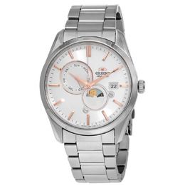 Orient Sun and Moon Automatic White Dial Mens Watch with Date Display, Model RA-AK0306S10B