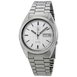 Seiko Series 5 Automatic White Grid Dial Mens Watch snxf05
