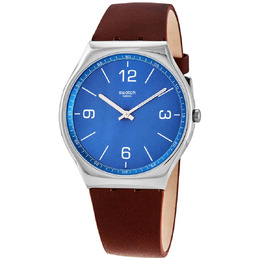 Swatch SKINWIND Mens Blue Sun-brushed Dial Watch ss07s101