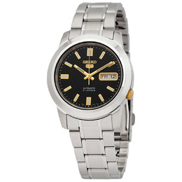 Seiko 5 Automatic Stainless Steel Black Dial Mens Watch snkk17