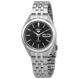 Seiko 5 Black Dial Stainless Steel Mens Watch snkl23