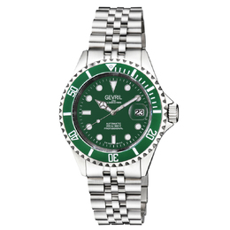 Gevril Wall Street Automatic Green Dial Mens Watch 4859b
