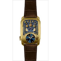 Men's Analog Quartz Watch Invicta Cuadro with Black Dial and Gold-Tone Case and Strap