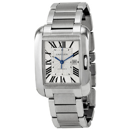 Pre-owned Cartier Tank Anglaise Automatic Silver Dial Mens Watch W5310009