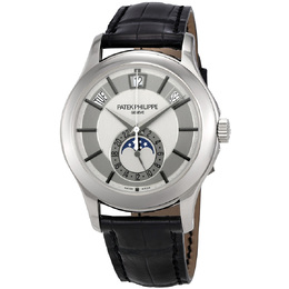 Pre-owned Patek Philippe Complications GMT 5205G-001 Grey Dial Mens Watch