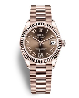 Rolex Datejust 31 Automatic 18kt Everose Gold Diamond Chocolate Dial Ladies Watch 278275-0025