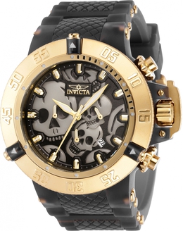Invicta Subaqua Chronograph Quartz Black Dial Skull Mens Watch 37327