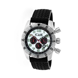 Equipe Headlight Chronograph E601 Men's Watch, 46mm Stainless Steel with Black Rubber Strap