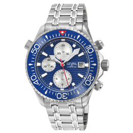 Gevril Hudson Yards Chronograph Automatic Blue Dial Mens Watch 48815b