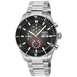 Gevril Yorkville Chronograph Automatic Black Dial Mens Watch 48620b
