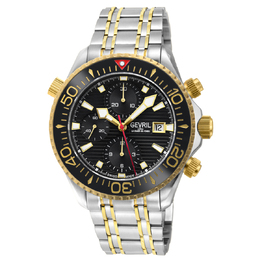 Gevril Hudson Yards Chronograph Automatic Black Dial Mens Watch 48812b