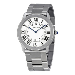 Pre-owned Cartier Rondo Solo De Cartier GMT Silver Dial Unisex Watch w6701005